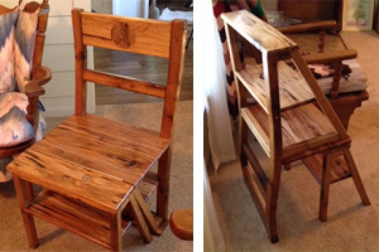 Is it a chair? Is it a stepping stool? It's both. Flip the chair back and you've got a handy way to reach top shelves. Very clever, Gary