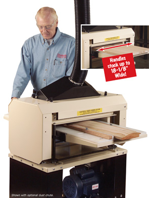 Here's a photo from our Woodmaster catalog of the 718 Molder/Planer. It handles stock up to 18-1/2" wide and is our best-selling Molder/Planer.
