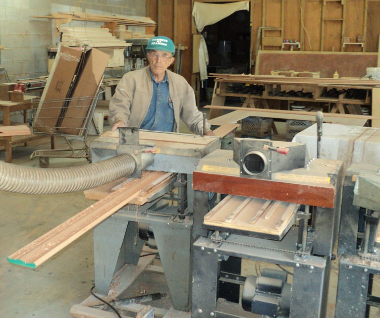 Here's Charlie Pearson in his shop running crown molding on one of his four Woodmaster Molder/Planers. When his employer closed their doors, Charlie got serious about woodworking and the rest took care of itself.